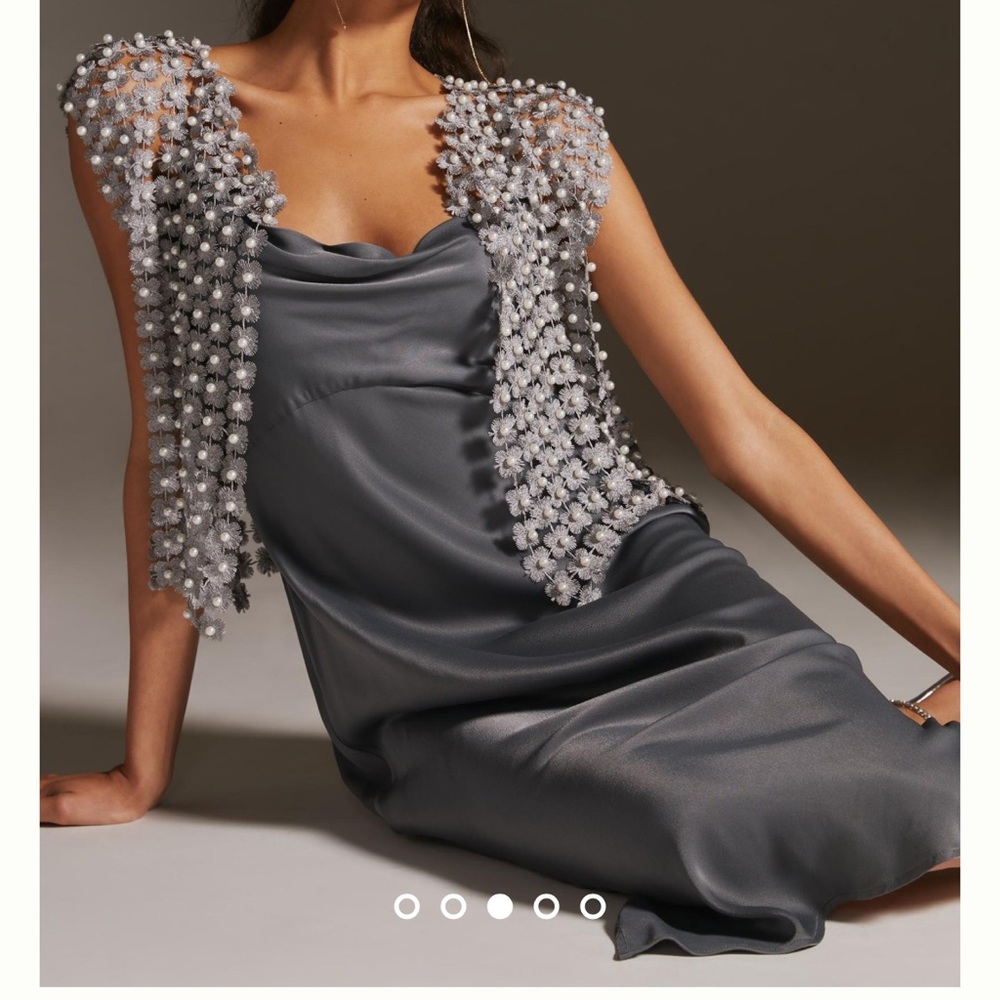 Anthropologie floral beaded cape